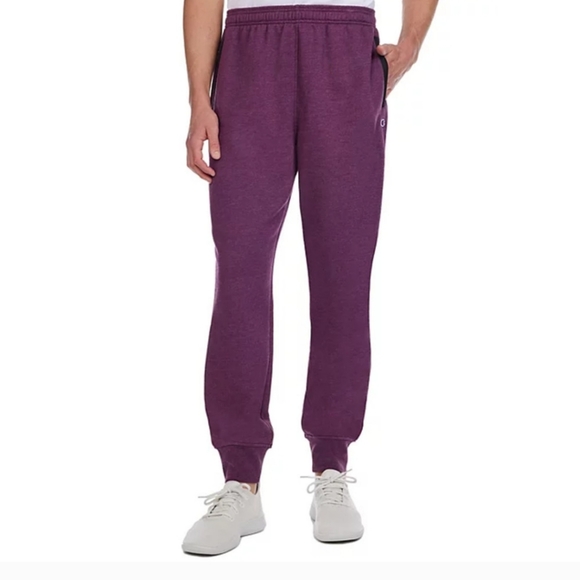 Champion Men's Drawcord Fleece Woven-Mix Sweatpants Jogger Plum Heather mens L - Picture 1 of 8